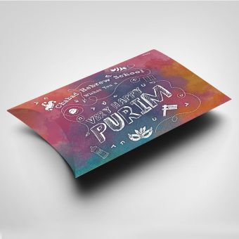 Filled Colorful HEBREW SCHOOL Purim Shaloch Manos Pillow Box - Price includes shipped, ship to individual adresses