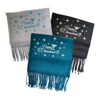 Chanukah scarfs With colorful happy Chanukah symbol