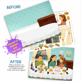 NEW!! Shabbos Table Reusable Sticker Scene 8.5 x 11 - Allowed on Shabbos and Yom Tov!