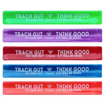 Tracht Gut Vet Zein Gut - Think Good and it will be Good Slapbands with Chabad logo (Assorted Colors)