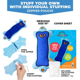 Build / Stuff your own Mezuzah Blue With Individual Stuffing 10" - YOM TOV FRIENDLY