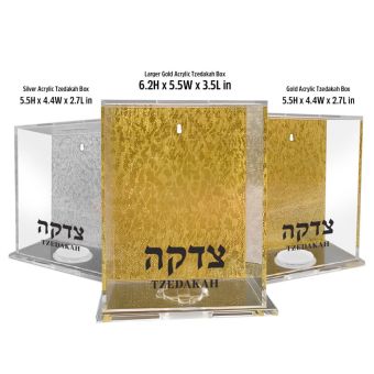 Lucite Wall-Hanging or Free Standing Acrylic Tzedakah Box-Smaller/Larger (Engravable)