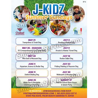J-Kidz Summer Sunday Calendar Design