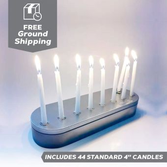 Tin Travel Menorah Container With Standard Candles - [FREE SHIPPING]