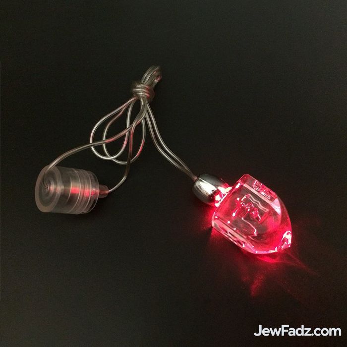 LED Light-Up Chanukah Dreidel Necklace in red
