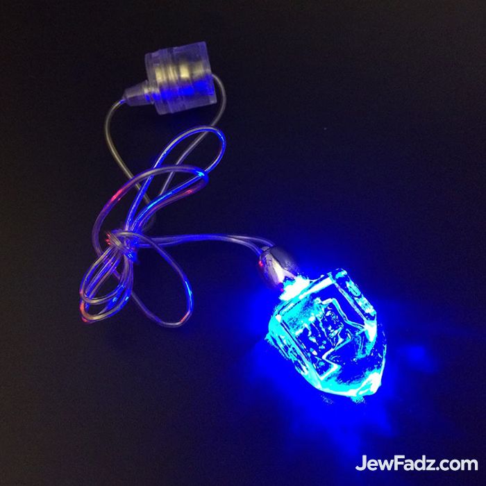 LED Light-Up Chanukah Dreidel Necklace in blue