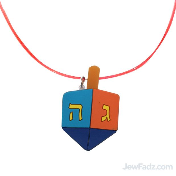 Colorful Flashing LED Light Up Dreidel Necklace