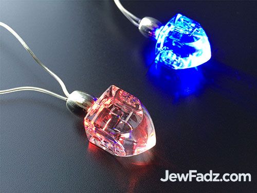 Battery-powered LED menorah necklace for Chanukah celebrations