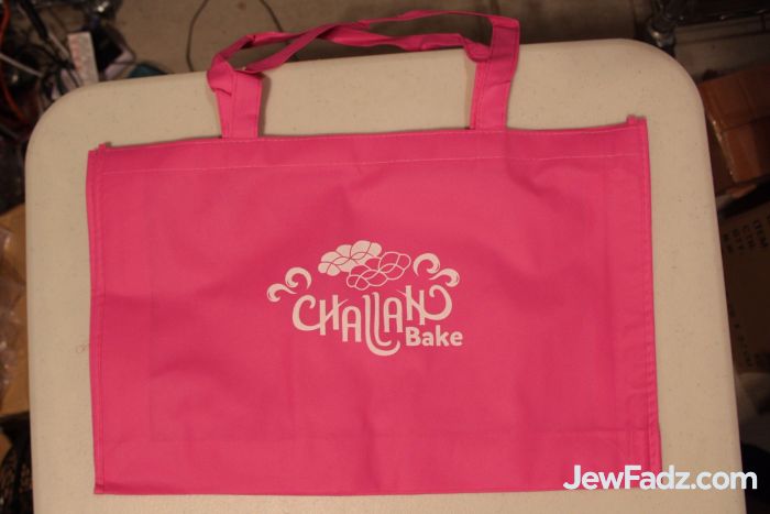 Non-Woven Challah Bake Tote Bag in Pink with White Lettering