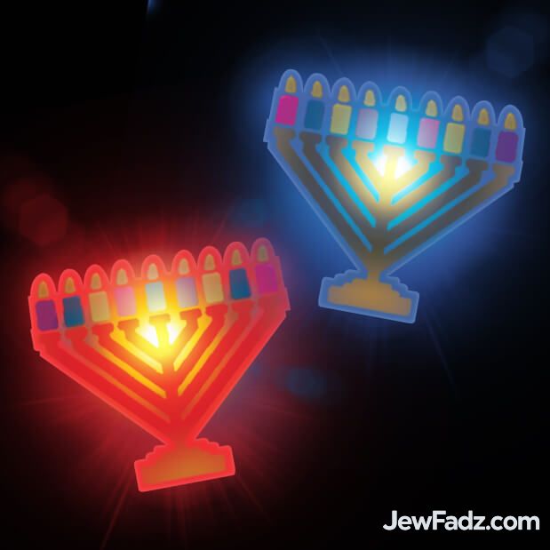 Colorful Flashing LED Light Up Menorah Ring glowing
