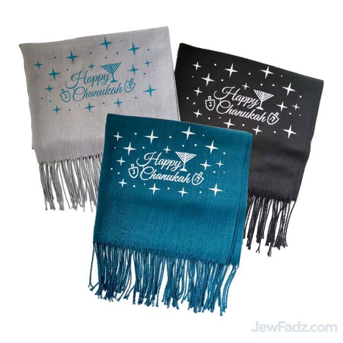 Chanukah scarfs With colorful happy Chanukah symbol