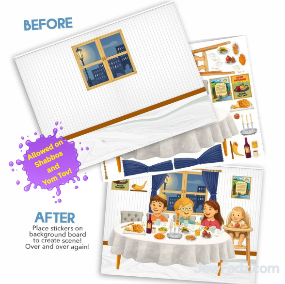 Rosh Hashanah Dinner Reusable Sticker Scene – Shabbos & Yom Tov Friendly!