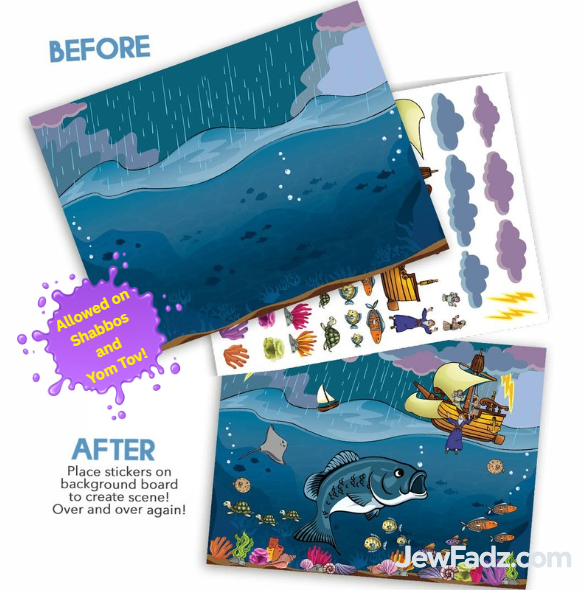 Yom Kippur Yonah reusable sticker scene kit with board and stickers