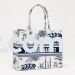 Shabbat Jadore Blue Cotton Canvas Tote Bag
