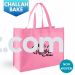 Pink w/ Black Logo - Nonwoven Challah Bake Tote Bag